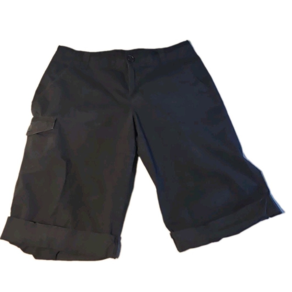 DKNY Jeans Womens Size 8 Black Bermuda Shorts Cargo Utility Cuffed Hiking Casual